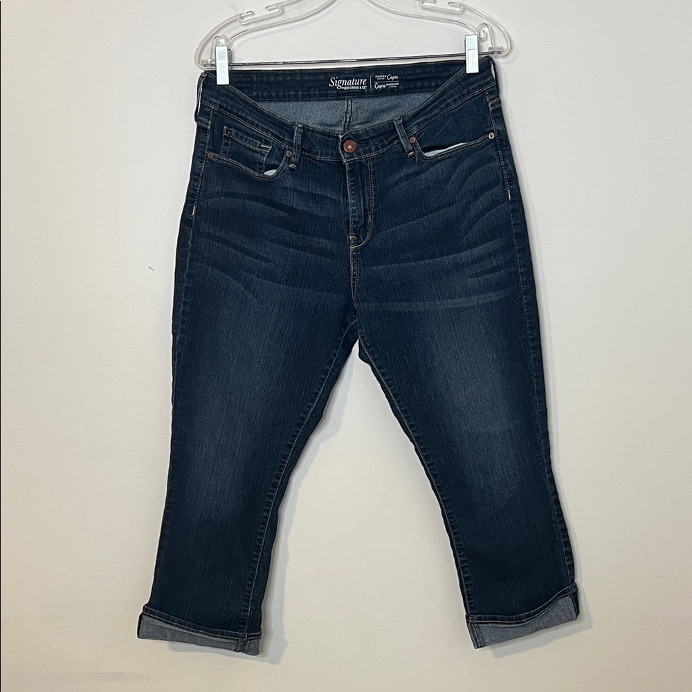 Signature by levi Strauss Dark Indigo Cropped Jeans - Blue mid rise